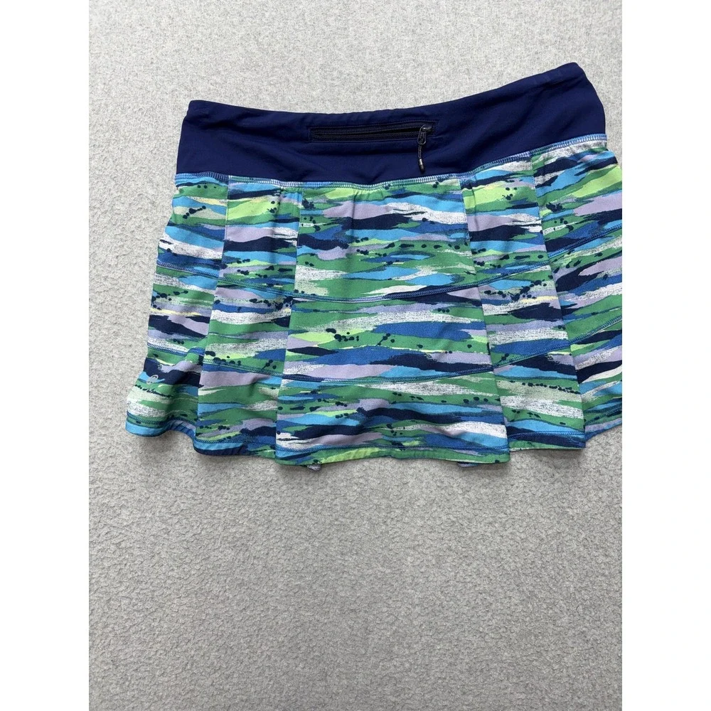 Lululemon Womens Skort Size 6 Multicolor Blue Green Abstract‎ Stripe Shorts